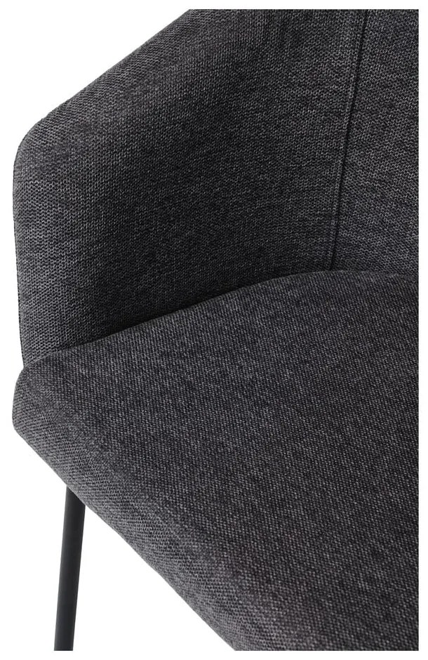 Tmavosivé čalúnené jedálenské kreslo s podrúčkami Easton – Unique Furniture
