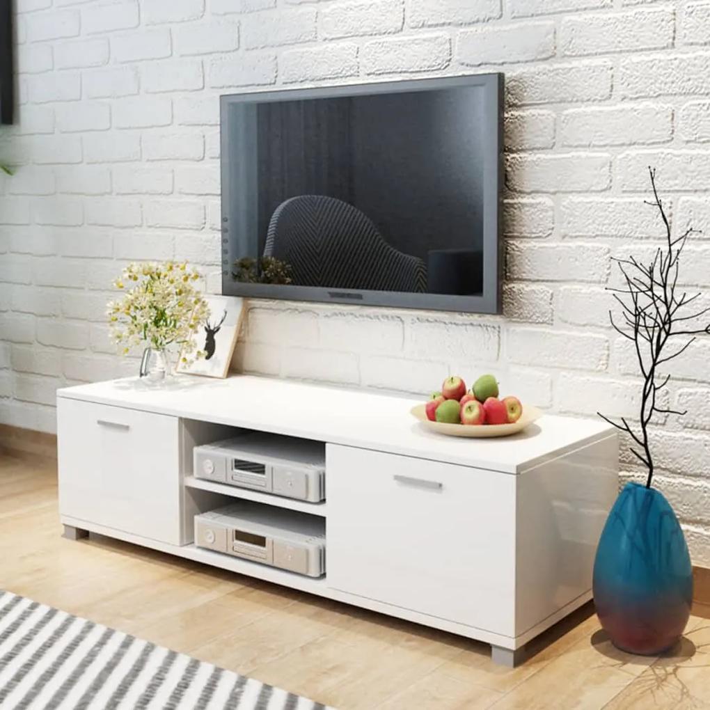 vidaXL TV skrinka, lesklá biela 140x40,3x34,7 cm