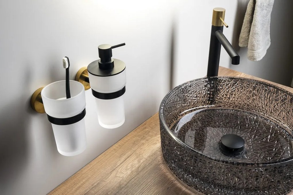 Sapho Sapho, LARISSA pohár, mliečne sklo, čierna/zlatá matná, WS004BG