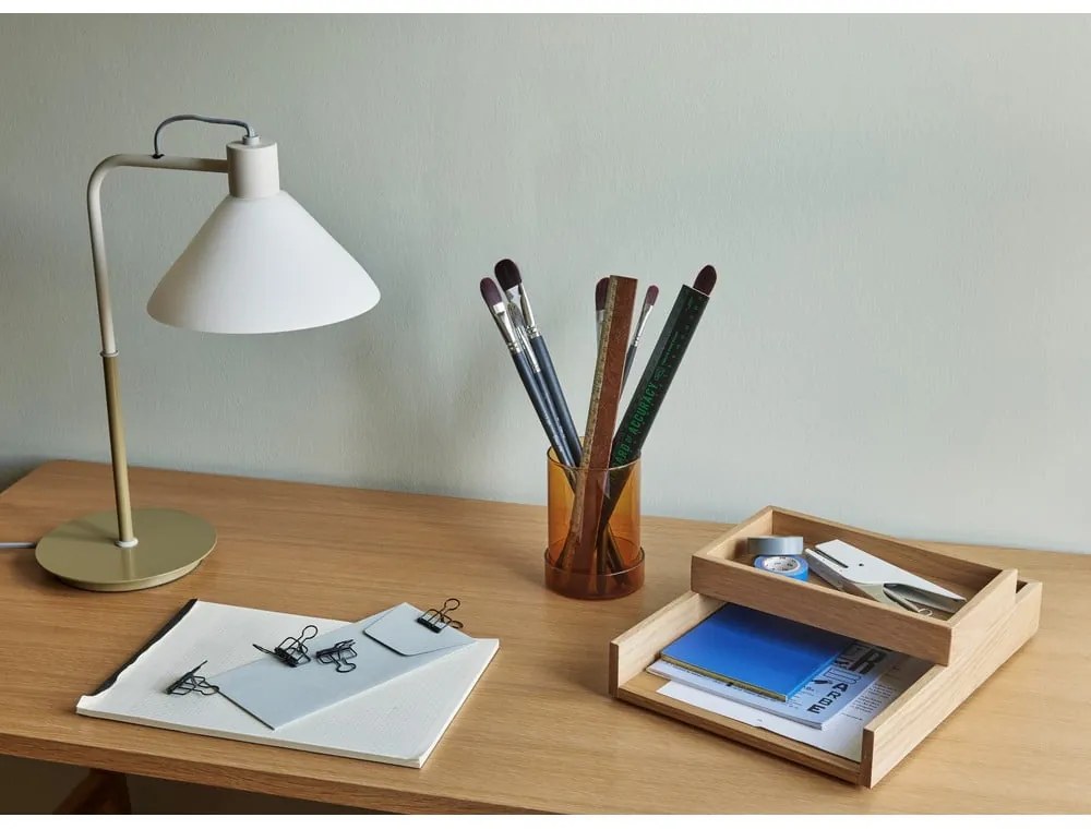 Biela stolová lampa so skleneným tienidlom (výška 44 cm) Spot – Hübsch