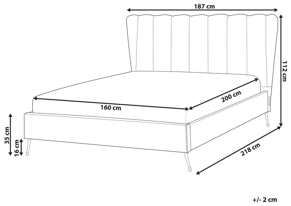 Zamatová posteľ s USB portom 160 x 200 cm sivobéžová MIRIBEL Beliani