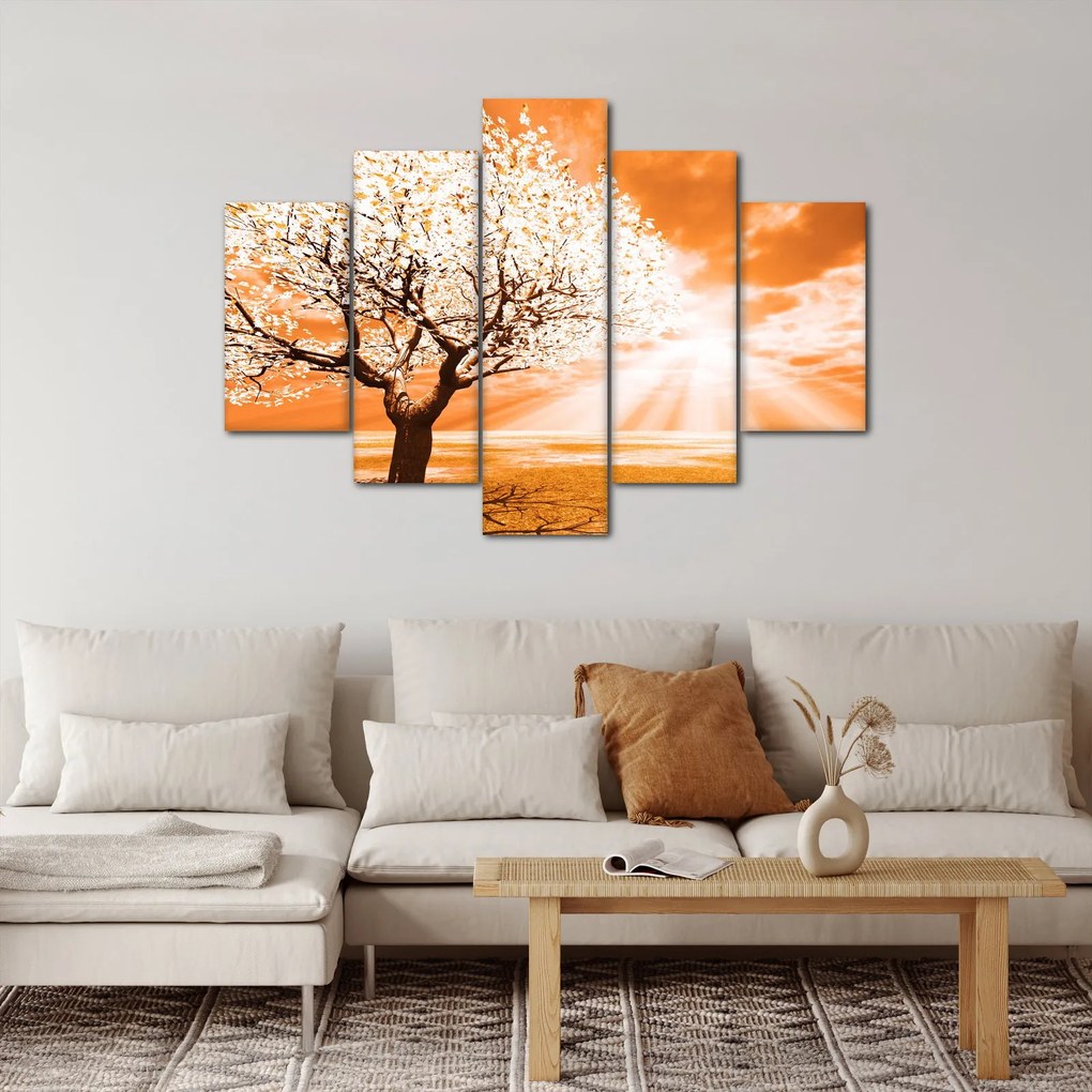 Oranžový obraz stromu (150x105 cm)