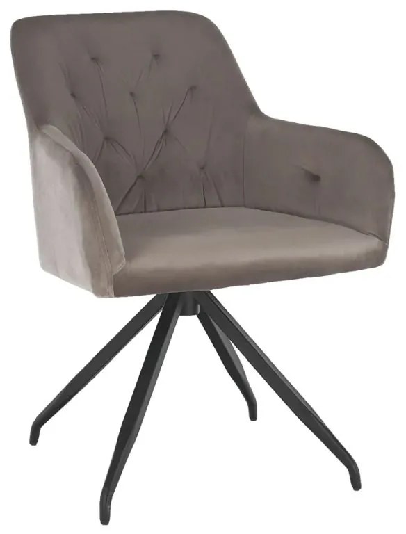 Moderná a pohodlná otočná stolička, sivohnedá Taupe Velvet látka