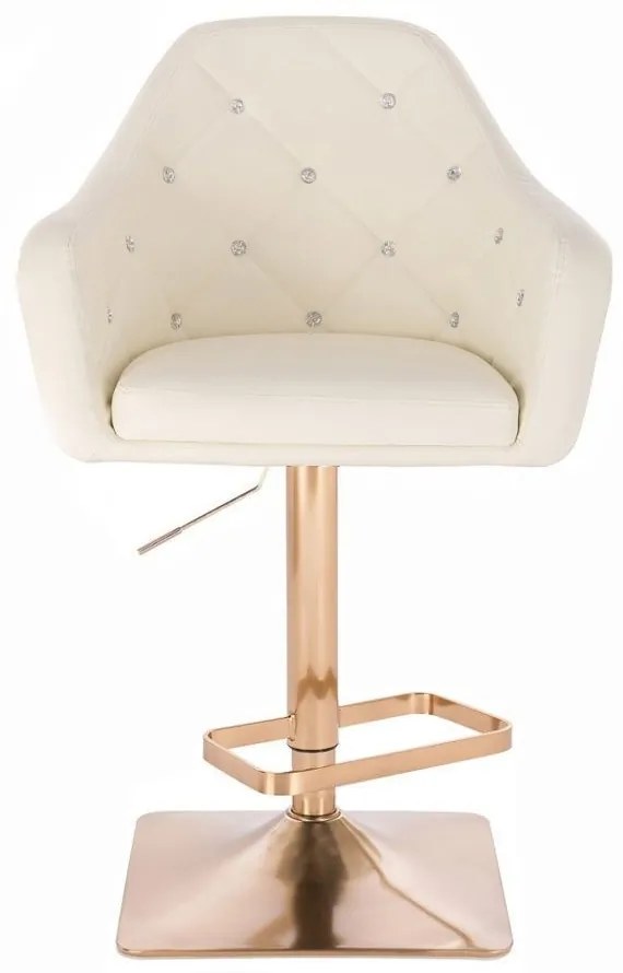 LuxuryForm DESIGN Barová stolička ROMA na zlatej hranatej podstave - krémová