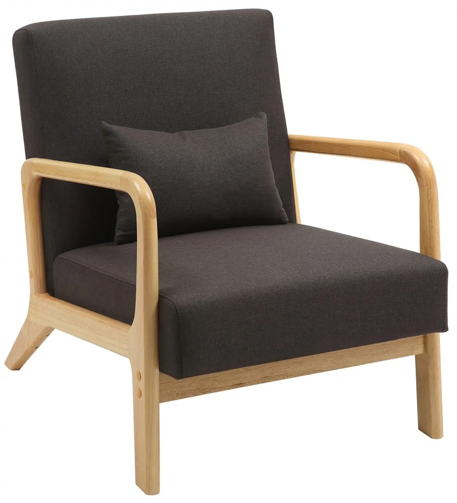 Kreslo Hibbing - látka, drevené nohy natur - Hnedá