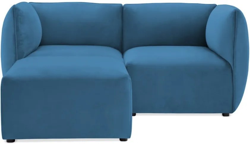 Modrá dvojmiestna modulová pohovka s podnožkou Vivonita Velvet Cube