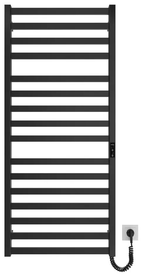 Mario-Radiators Kúpeľňový rebríkový radiátor HF OXFORD 255W/230V 117x53 cm čierna MR0015