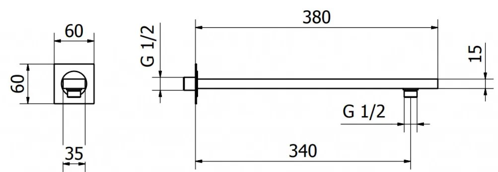 Teorema Edge - Hlavová sprcha 200/200 so sprchovým ramenom, čierna 15287BB
