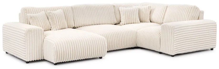 Krémová menčestrová rohová pohovka (pravý roh/do tvaru "U") Justin – Ropez
