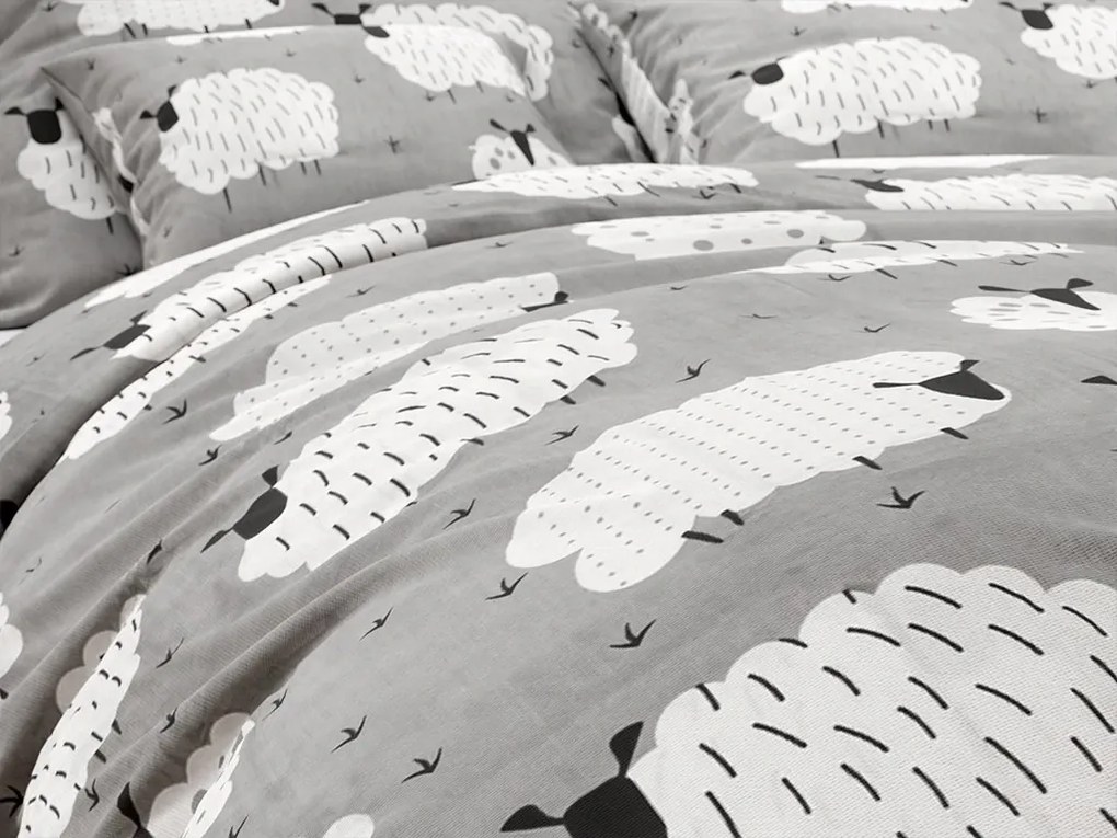 Polybavlnené obliečky WHITE SHEEPS sivé Rozmer obliečky: 2 ks 70 x 90 cm | 200 x 220 cm