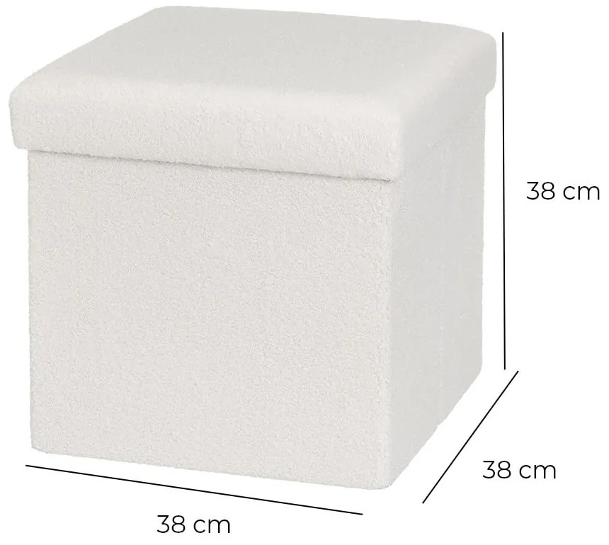 Biely taburet z textílie buklé Ecru – Casa Selección