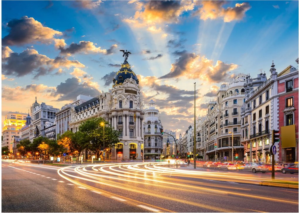 Obraz - Calle Gran Vía, Madrid, Španielsko (70x50 cm)