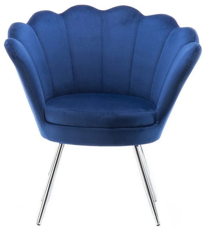 LuxuryForm DESIGN Kreslo FREY VELUR so striebornými nohami - modré