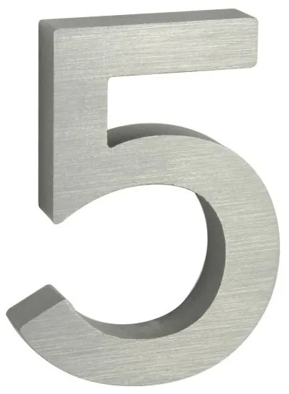 Domové číslo "5", RN.100LV, brúsené, strieborná