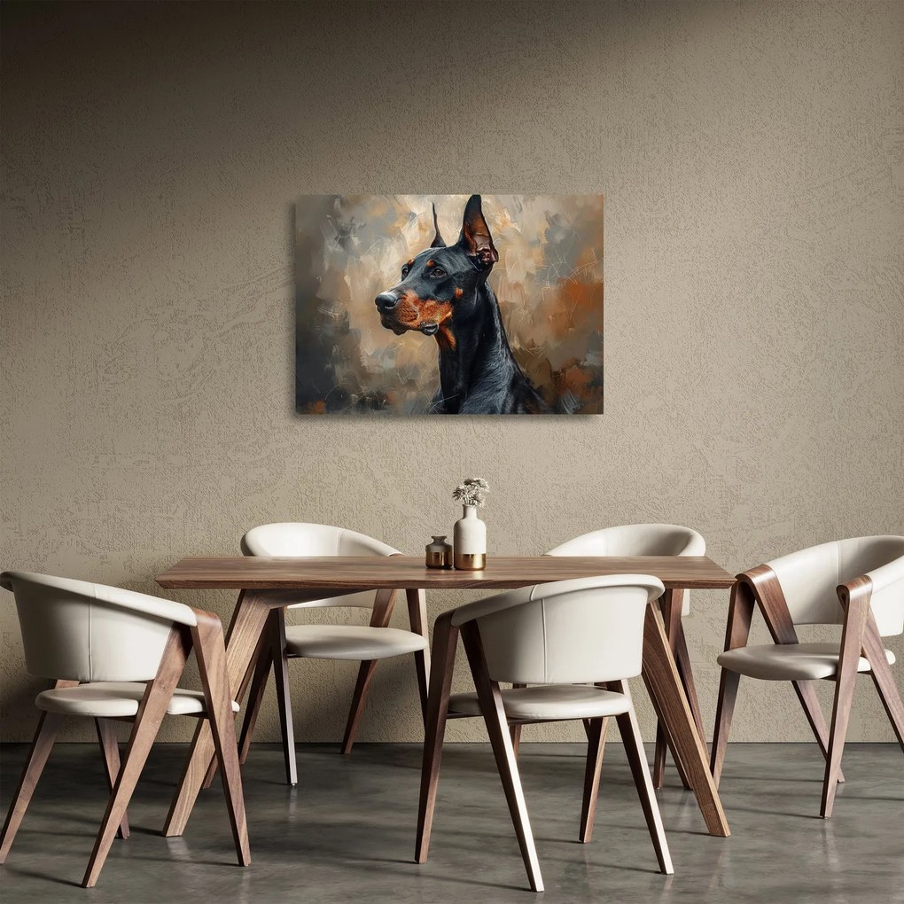 Sklenený obraz - Portrét Dobermana (70x50 cm)