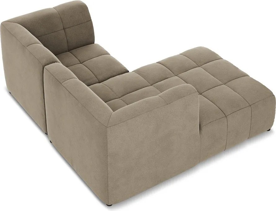 Hnedá zamatová rohová pohovka (ľavý roh/s leňoškou) Aloha – Makamii