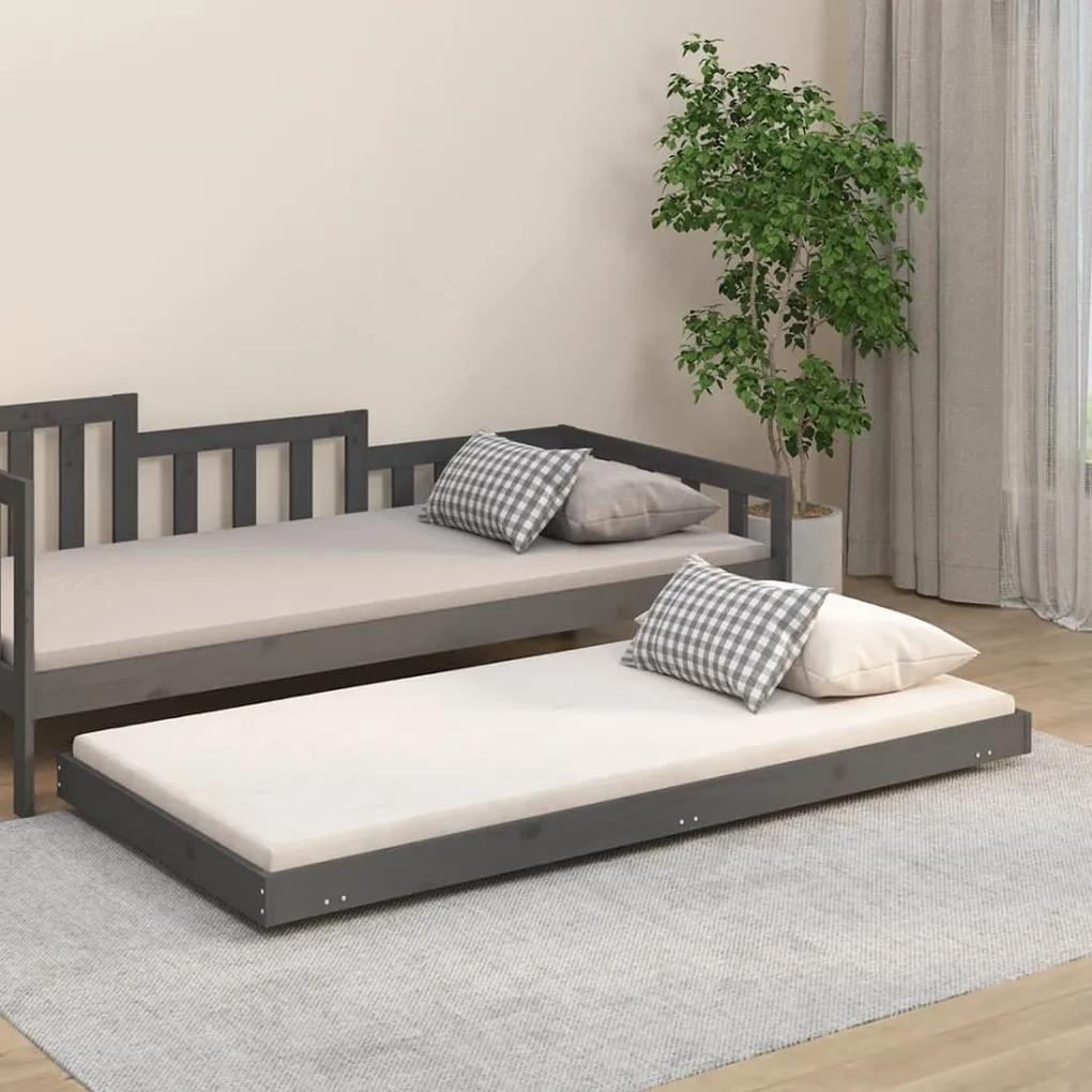 Denná posteľ sivá 90x190 cm borovicový masív 823506