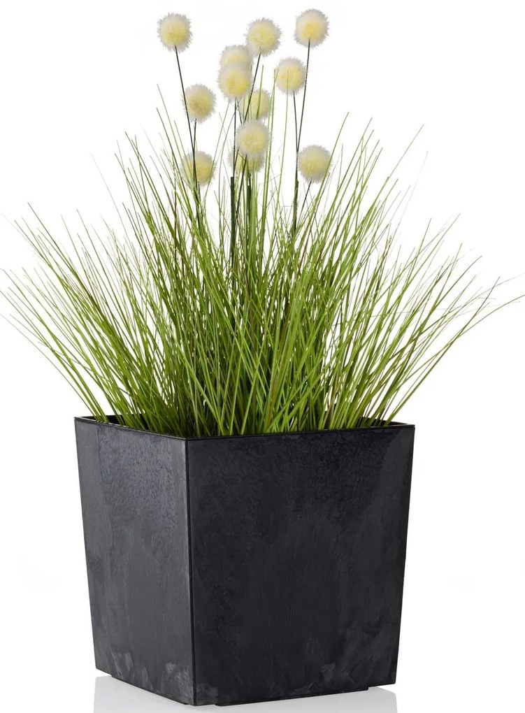 PLASTOVÝ KVETINÁČ FLORE 25X25 CM IMITÁCIA BETÓNU ČIERNA