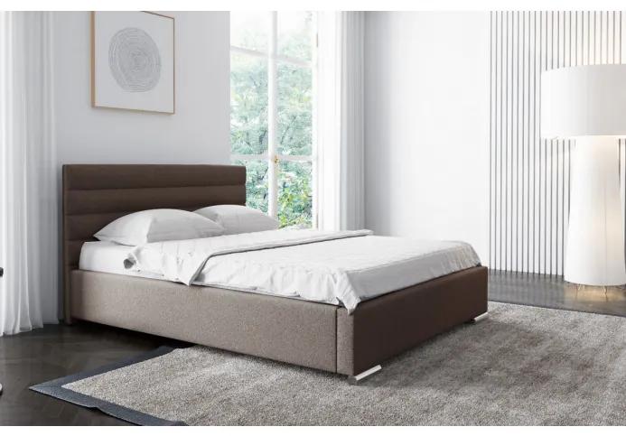 Elegantná čalúnená posteľ Leis 200x200, hnedá