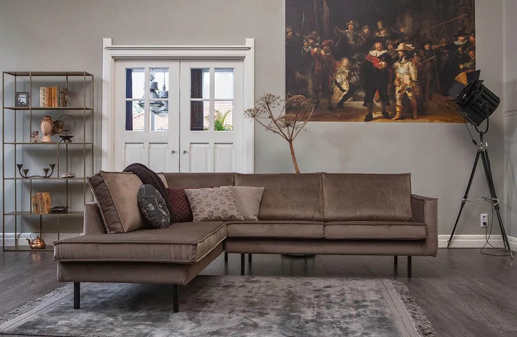 BePureHome Rodeo zamatová rohová sedačka - Modrozelená, Pravá