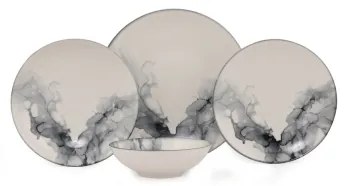 24-dielna jedálenská sada, biela/čierna, porcelán