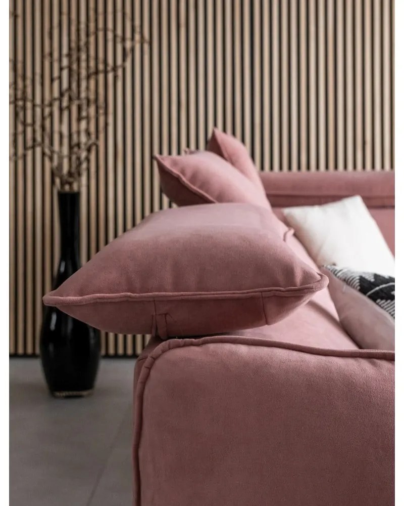 Svetloružová zamatová rozkladacia rohová pohovka (pravý roh) Sweet Harmony – Miuform