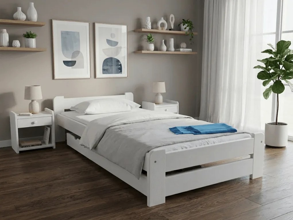 Posteľ Emily 80 x 200 cm, biela Rošt: S latkovým roštom, Matrac: Matrac COCO MAXI 20 cm