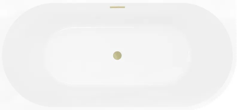 Mexen Silo, rohová voľne stojaca ryhovaná vaňa, ľavá, 150 x 75 cm, biela-čierna, zlatý matný prepad, 52891507575L-55