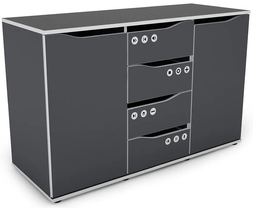 Komoda Matrix 120 4S 2D grafit/biela