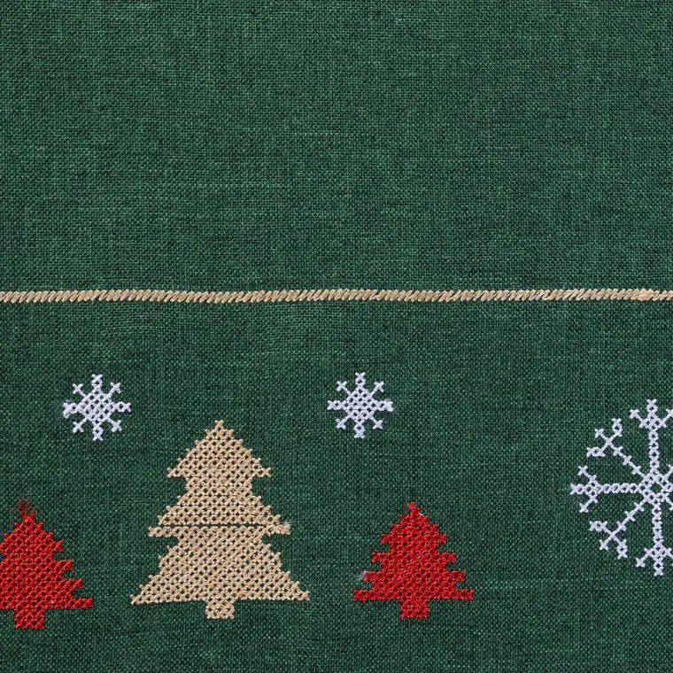 Vianočný behúň s výšivkou STROMČEKY A VLOČKY 40 x 110 cm