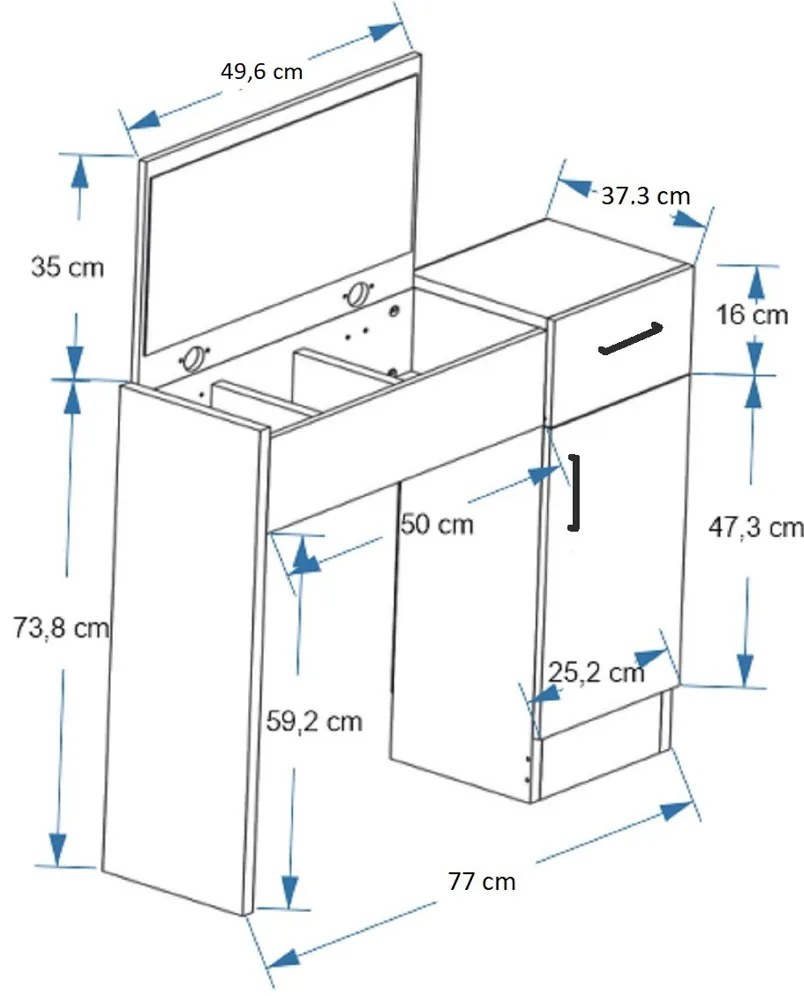 Kozmetický stôl Inci Anthracite