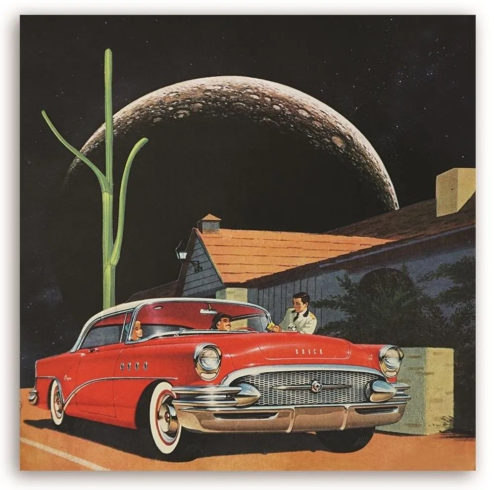 Gario Obraz na plátne Červené auto pred domom - Lili Chartrand Rozmery: 60 x 60 cm