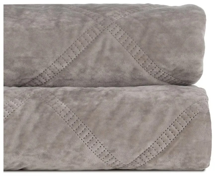 Sivý zamatový prešívaný pléd 180x260 cm – Ixia