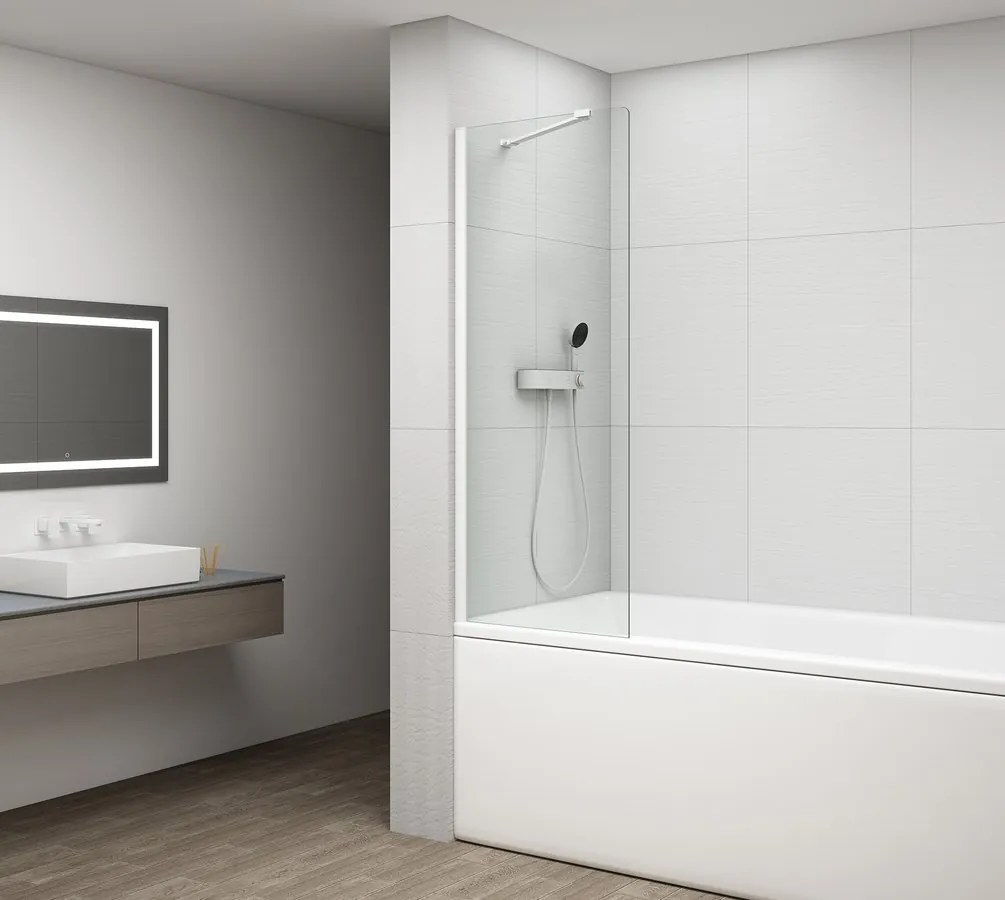 Polysan Polysan, FISA vaňová zástena 700x1500mm, mm, biela mat, číre sklo, FS1072-W