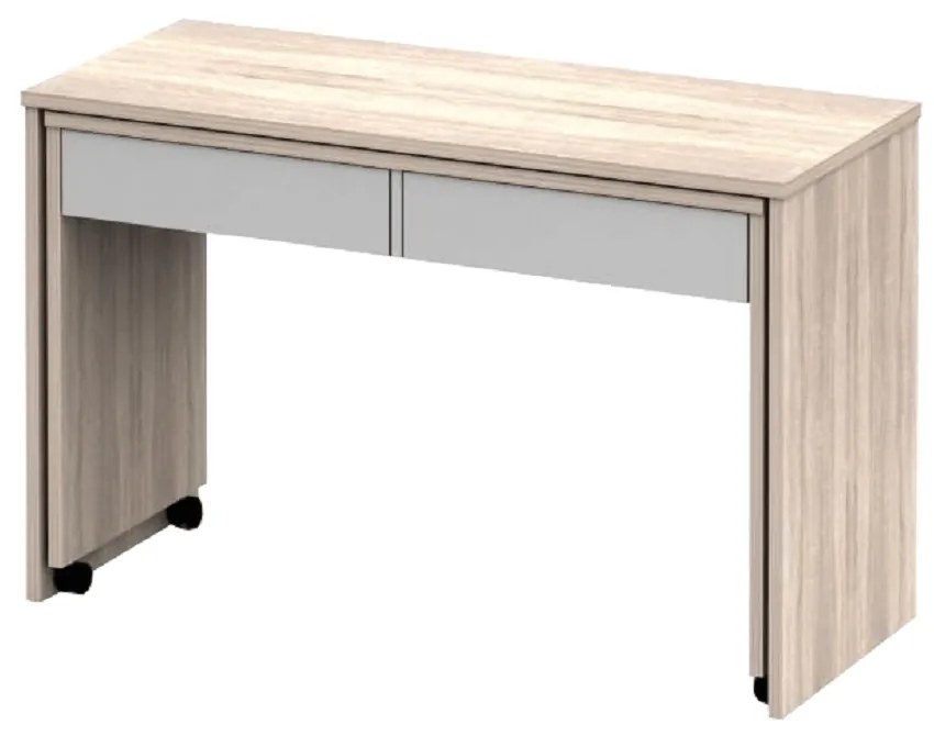 Rozkladací PC stôl so šuplíkmi, dub sonoma/biela, VERSAL NEW