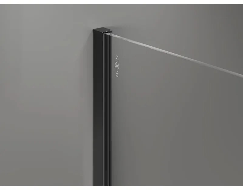 Mexen, Mexen Kioto-X sprchová stena 80 x 200 cm, 10 mm priehľadná, čierna - 800-080-101-70-00-X