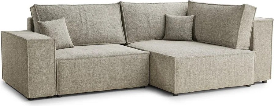 Béžová ženilková rozkladacia/s úložným priestorom rohová pohovka (pravý roh/do L) Tonga – Maison de Rêve