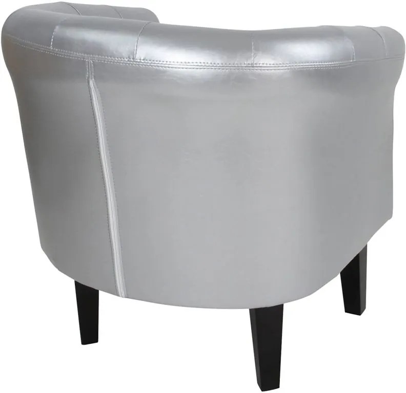 Klubové kreslo s taburetom Chesterfield, strieborné