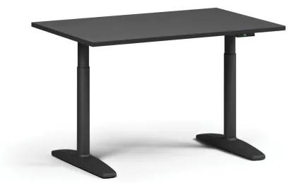 Výškovo nastaviteľný stôl OBOL, elektrický, 675-1325 mm, doska 1200x800 mm, čierna zaoblená podnož, grafit