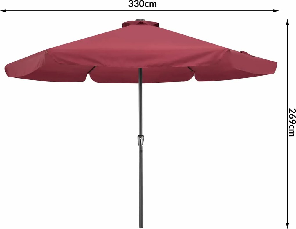 Záhradný slnečník Vang s LED osvetlením 330 cm červený