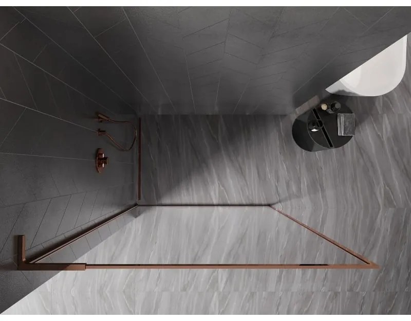 Mexen, Mexen Kioto-F L sprchová stena s rámom 100 x 202 cm, priehľadná 8 mm, ružové zlato - 800-100-174-60-00