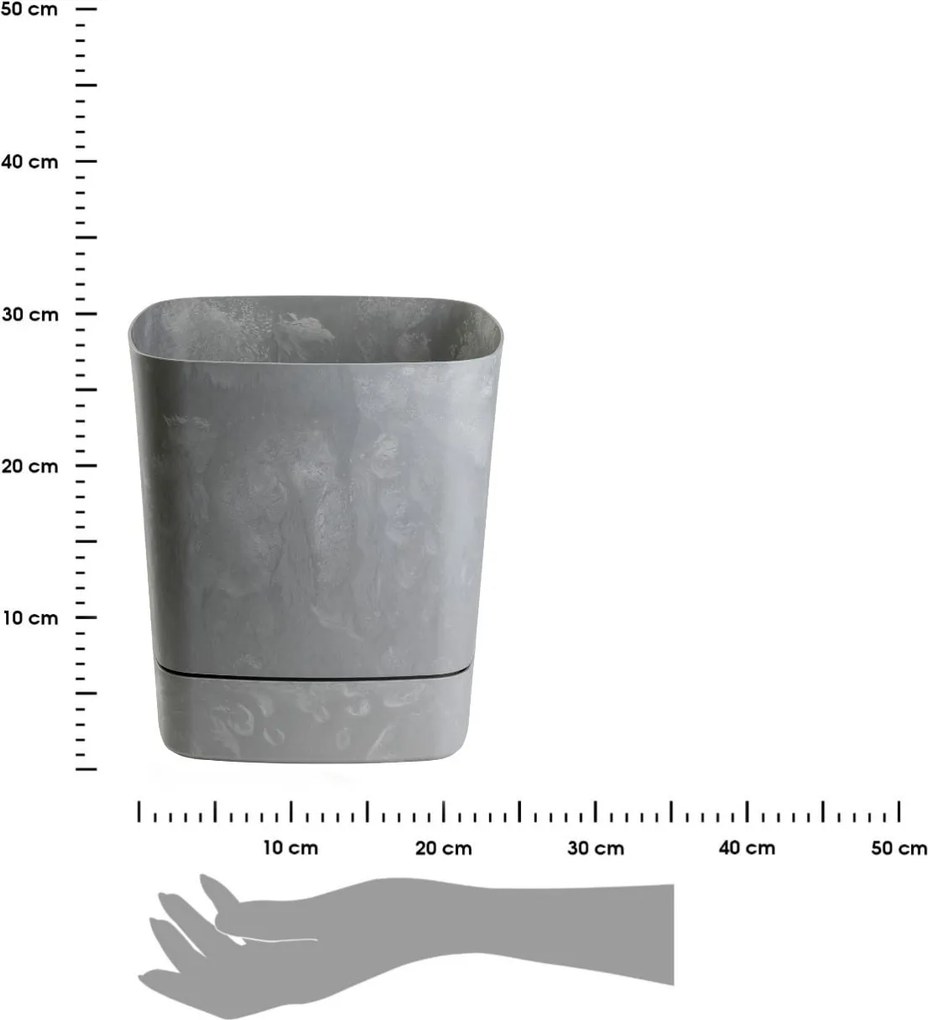 PLASTOVÝ KVETINÁČ CUBI 30X33 CM IMITÁCIA BETÓNU SIVÁ