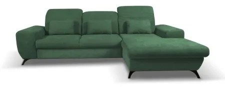 Rozkladacia rohová čalúnená sedacia súprava v tvare L ALTA pravá zelená