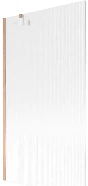 Mexen Next, 1-krídlová vaňová zástena 100 x 150 cm, 6mm sklo Ribs, medená matná, 895-100-000-00-09-65