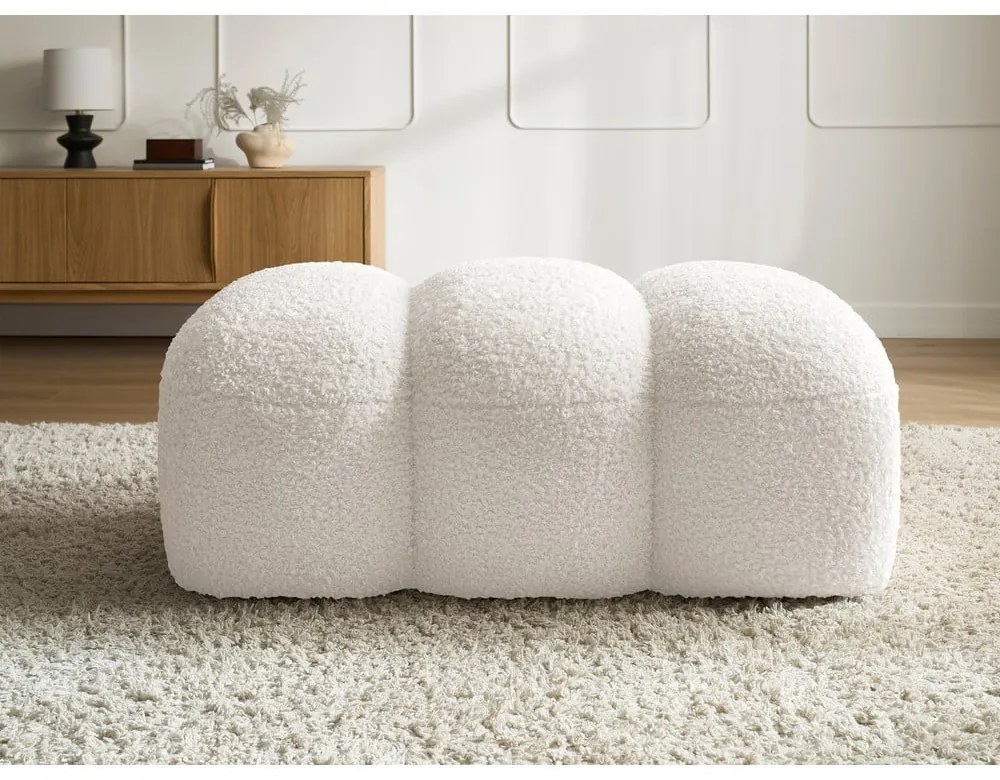 Biela podnožka z textílie buklé Hippolyte – Bobochic Paris