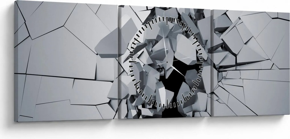 Obraz abstrakcie 3D (s hodinami) (90x30 cm)
