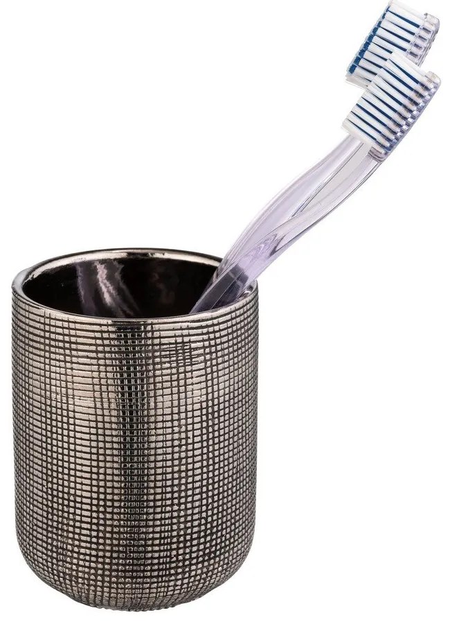 Keramický téglik na zubné kefky v striebornej farbe Rivara – Wenko