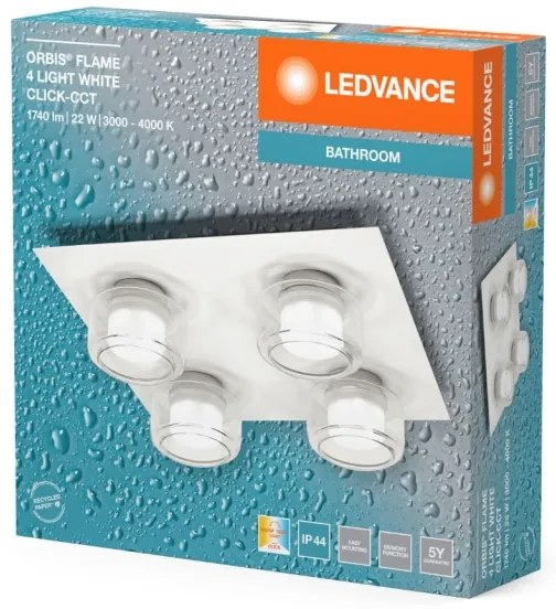 Ledvance - LED Kúpeľňové stropné svietidlo ORBIS FLAME 4xLED/5,5W/230V IP44 biela