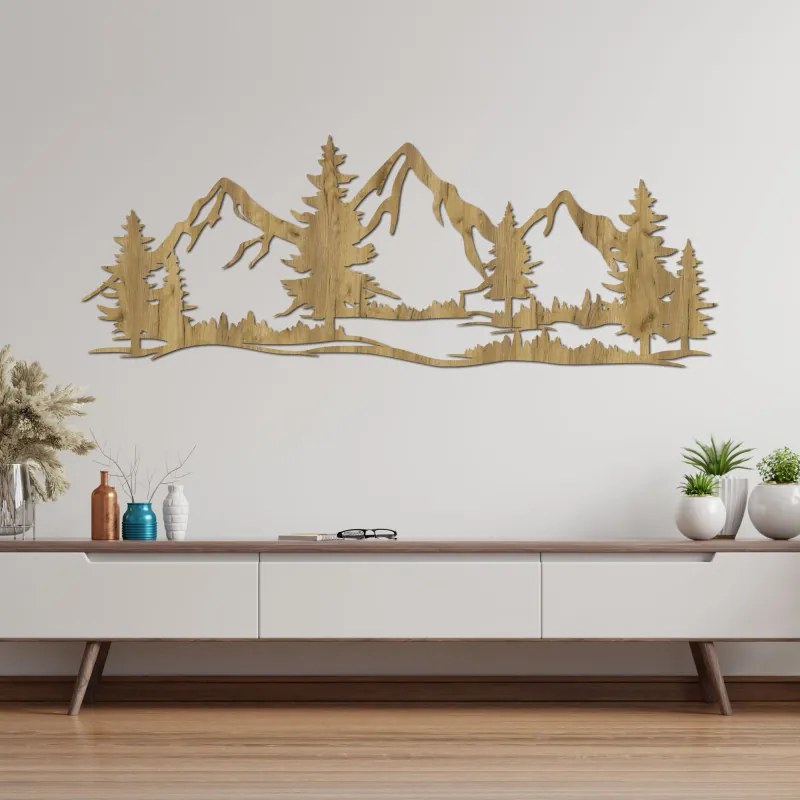 Drevený obraz na stenu hory a les | SENTOP HDF0521