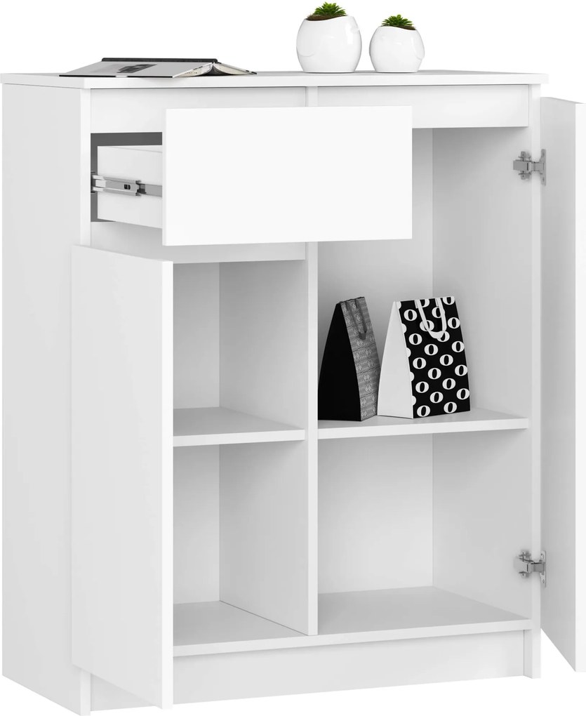 Komoda Kiara 80 cm 2 skrinky a 1 zásuvka biela
